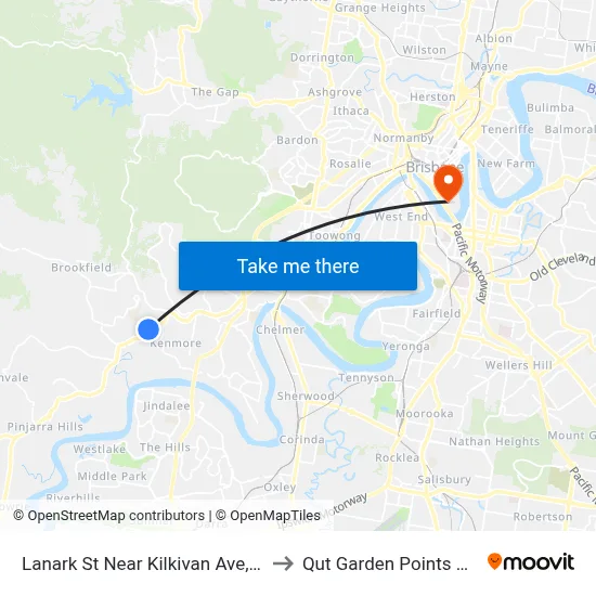 Lanark St Near Kilkivan Ave, Stop 39a to Qut Garden Points Campus map