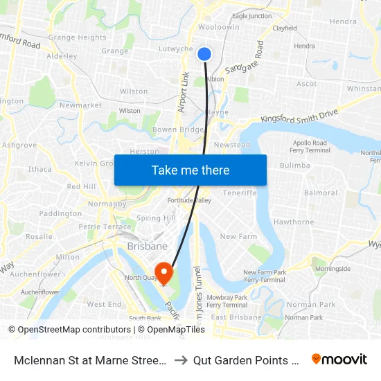 Mclennan St at Marne Street, Stop 17 to Qut Garden Points Campus map