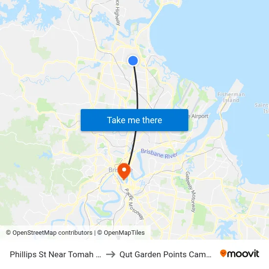 Phillips St Near Tomah Rd to Qut Garden Points Campus map