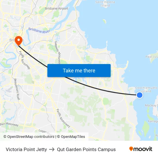 Victoria Point Jetty to Qut Garden Points Campus map