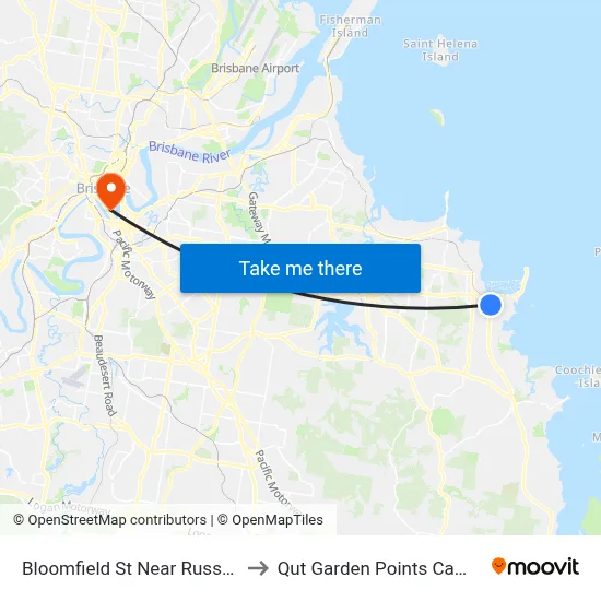 Bloomfield St Near Russel St to Qut Garden Points Campus map