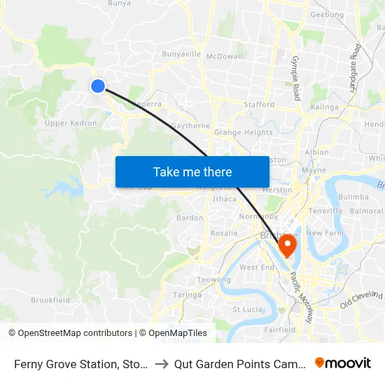 Ferny Grove Station, Stop D to Qut Garden Points Campus map