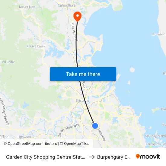 Garden City Shopping Centre Station to Burpengary East map