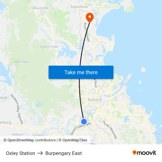 Oxley Station to Burpengary East map