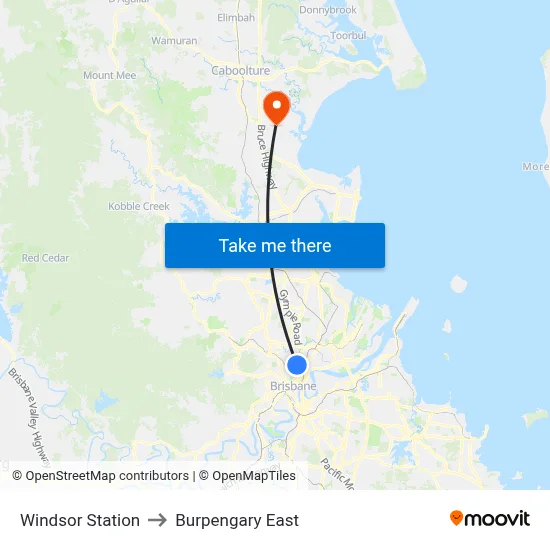 Windsor Station to Burpengary East map
