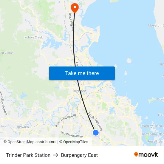 Trinder Park Station to Burpengary East map