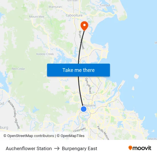 Auchenflower Station to Burpengary East map