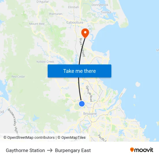 Gaythorne Station to Burpengary East map