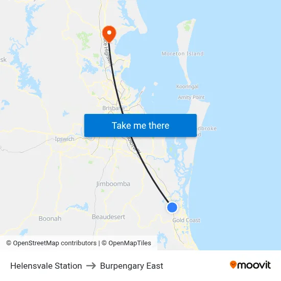 Helensvale Station to Burpengary East map