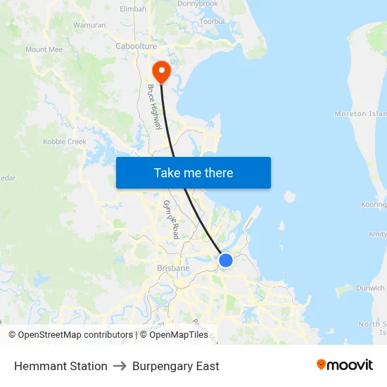 Hemmant Station to Burpengary East map