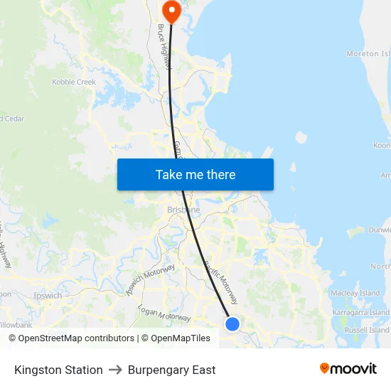 Kingston Station to Burpengary East map