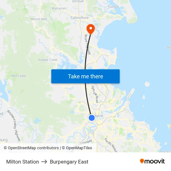 Milton Station to Burpengary East map