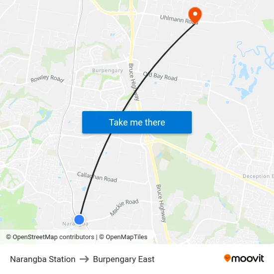 Narangba Station to Burpengary East map