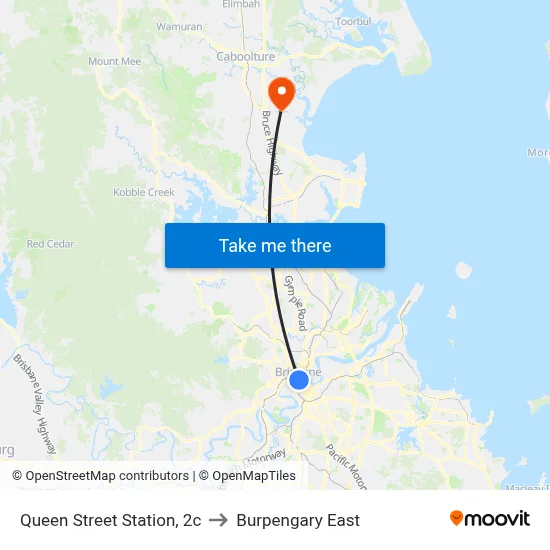 Queen Street Station, 2c to Burpengary East map