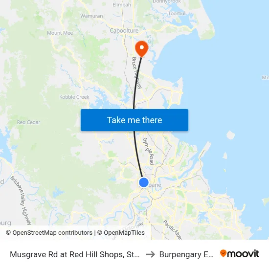 Musgrave Rd at Red Hill Shops, Stop 8 to Burpengary East map