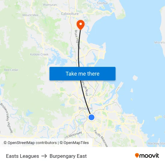 Easts Leagues to Burpengary East map