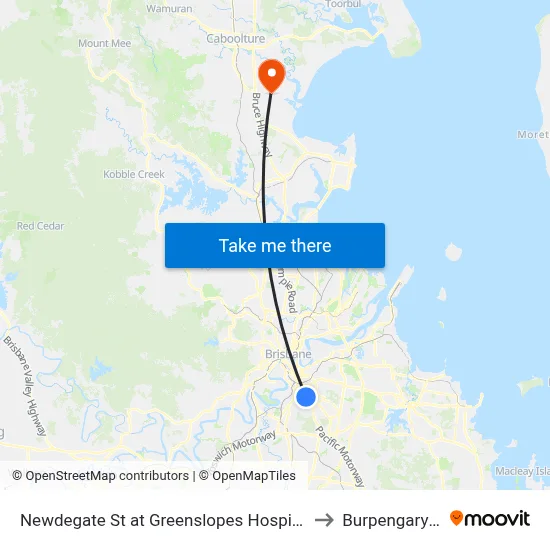 Newdegate St at Greenslopes Hospital, Stop 23 to Burpengary East map