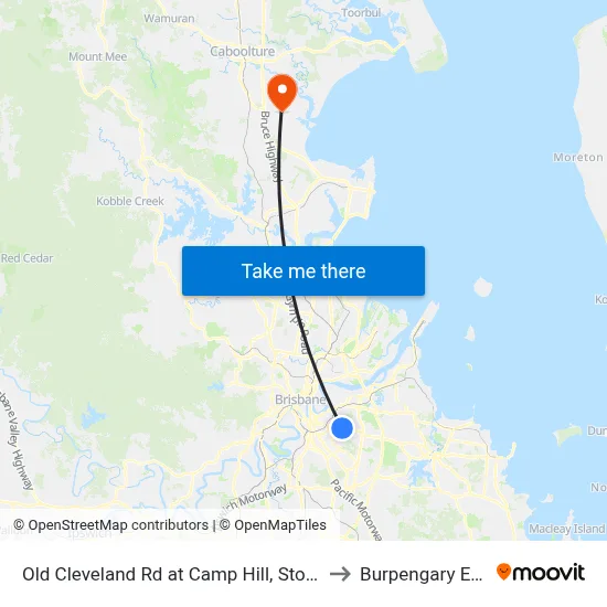 Old Cleveland Rd at Camp Hill, Stop 30 to Burpengary East map
