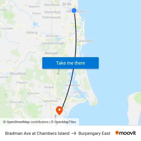 Bradman Ave at Chambers Island to Burpengary East map