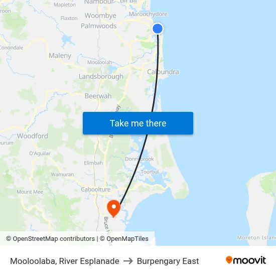 Mooloolaba, River Esplanade to Burpengary East map