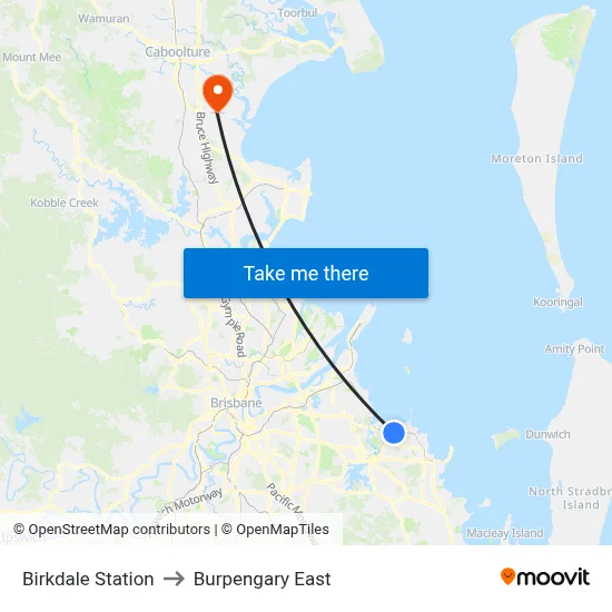 Birkdale Station to Burpengary East map
