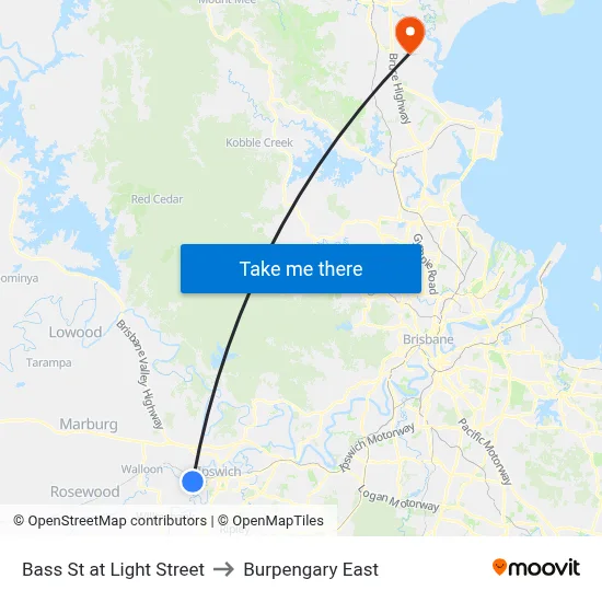 Bass St at Light Street to Burpengary East map