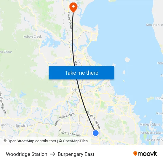 Woodridge Station to Burpengary East map