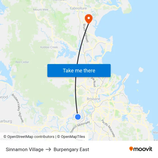 Sinnamon Village to Burpengary East map