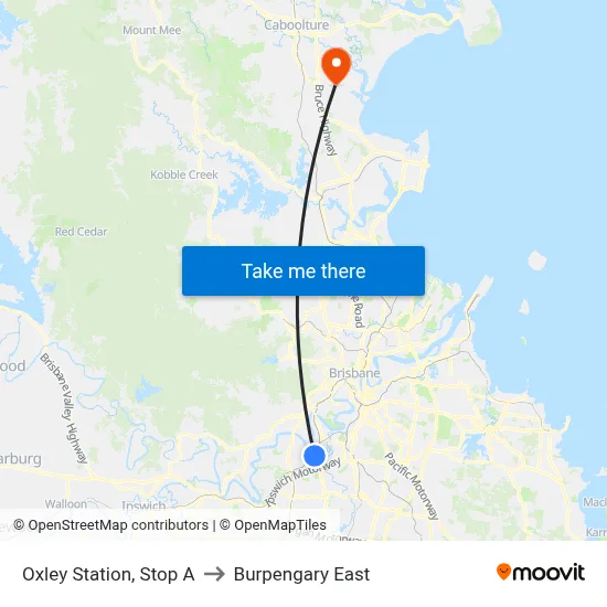 Oxley Station, Stop A to Burpengary East map