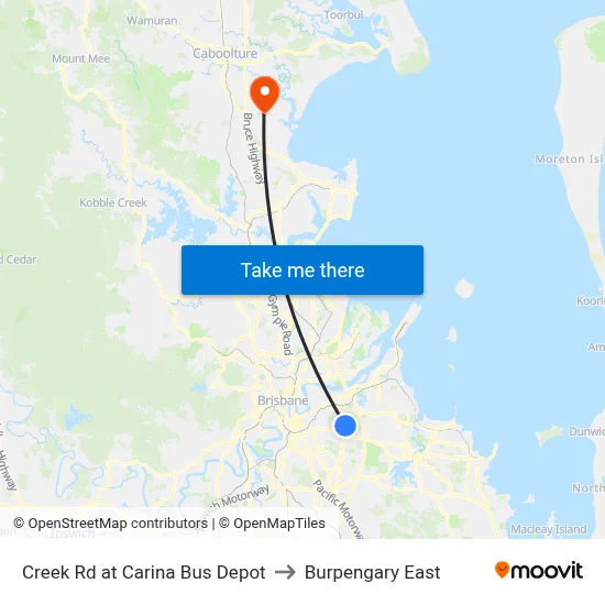 Creek Rd at Carina Bus Depot to Burpengary East map