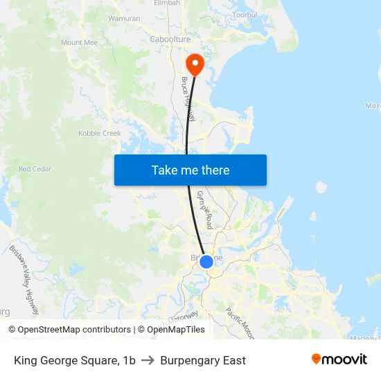 King George Square, 1b to Burpengary East map