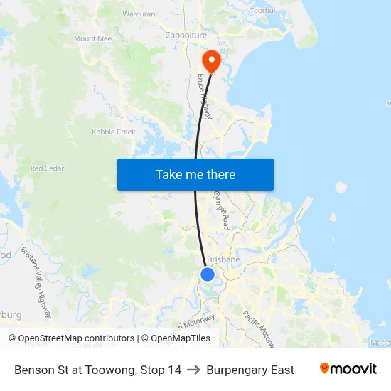 Benson St at Toowong, Stop 14 to Burpengary East map