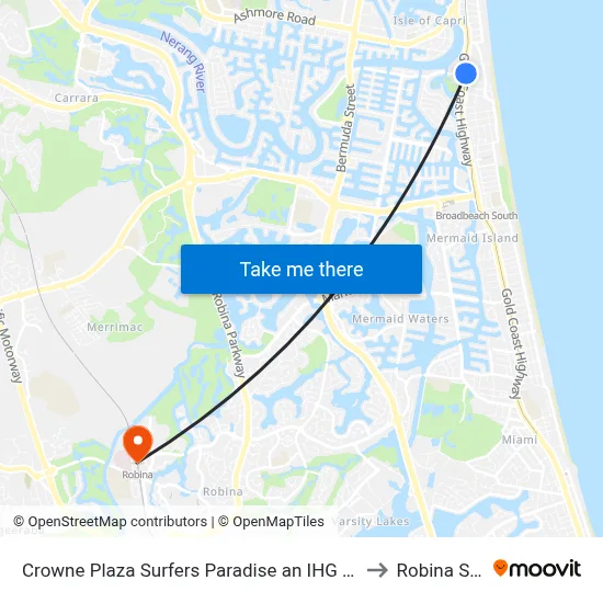 Crowne Plaza Surfers Paradise an IHG Hotel Gold Coast to Robina Station map