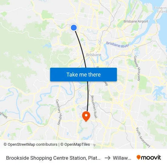 Brookside Shopping Centre Station, Platform A to Willawong map