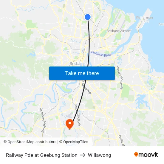 Railway Pde at Geebung Station to Willawong map