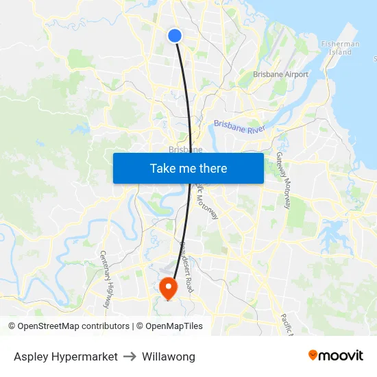 Aspley Hypermarket to Willawong map