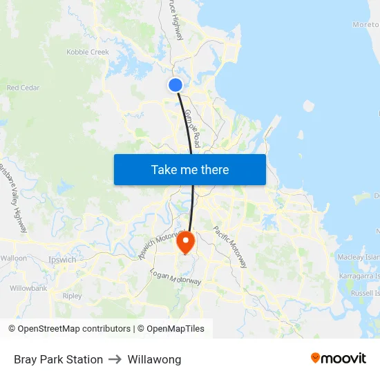 Bray Park Station to Willawong map