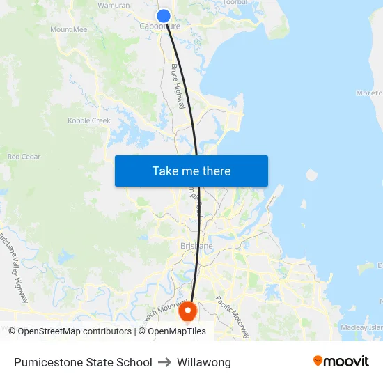 Pumicestone State School to Willawong map