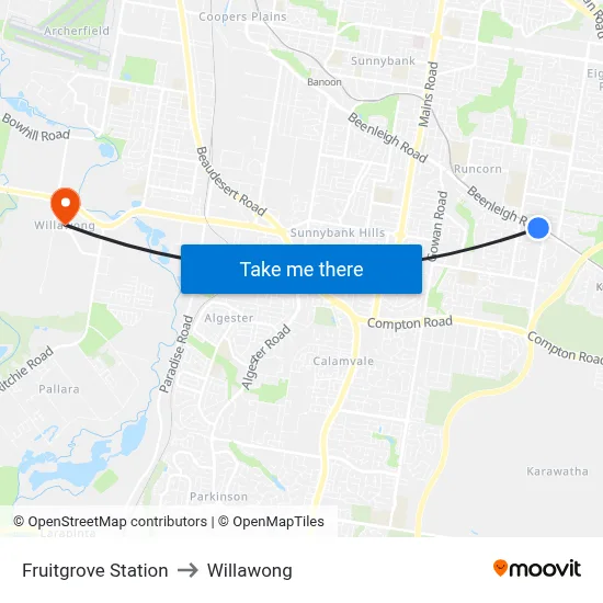 Fruitgrove Station to Willawong map
