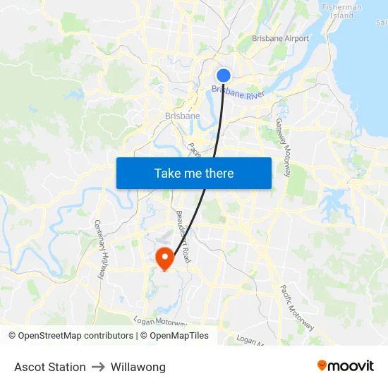 Ascot Station to Willawong map