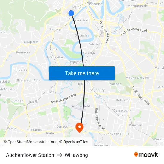 Auchenflower Station to Willawong map