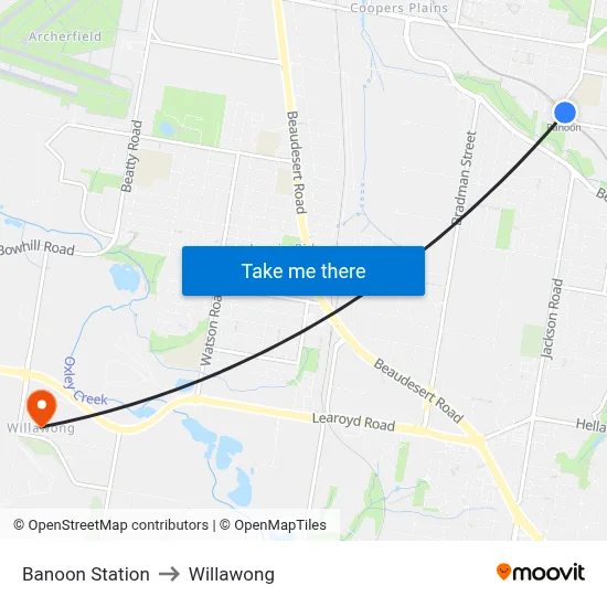 Banoon Station to Willawong map