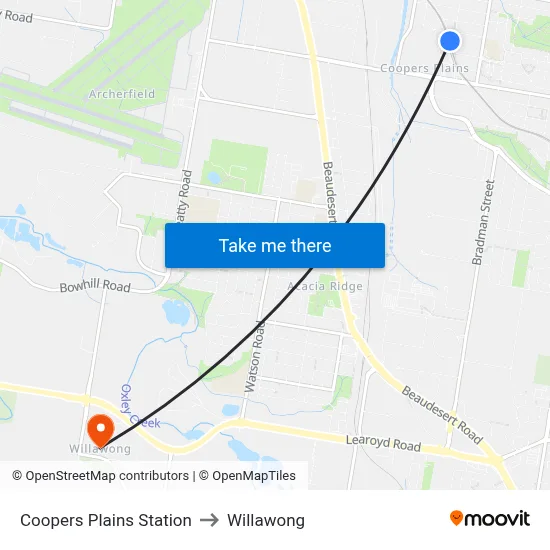 Coopers Plains Station to Willawong map