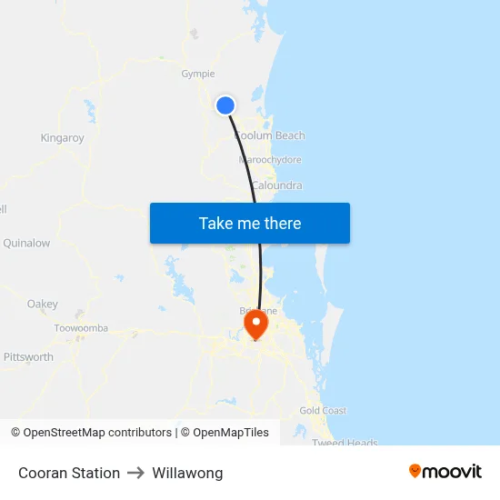 Cooran Station to Willawong map