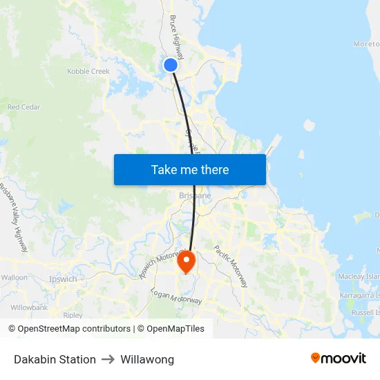 Dakabin Station to Willawong map