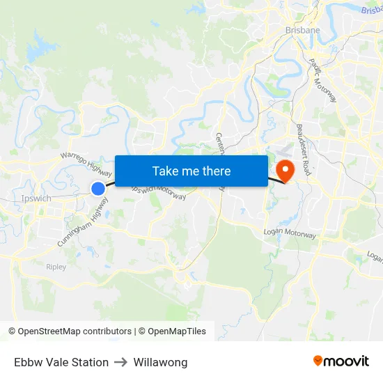 Ebbw Vale Station to Willawong map