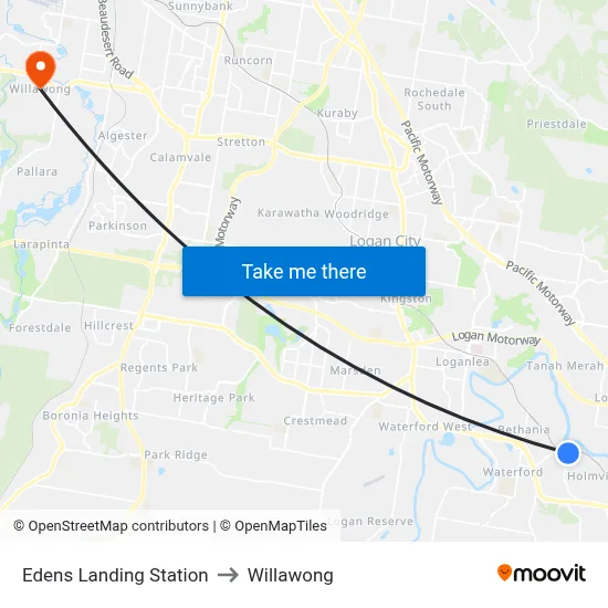 Edens Landing Station to Willawong map