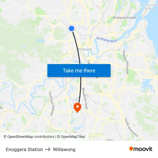 Enoggera Station to Willawong map