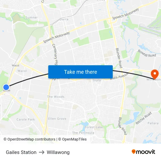 Gailes Station to Willawong map