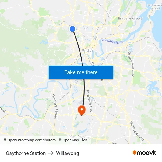 Gaythorne Station to Willawong map
